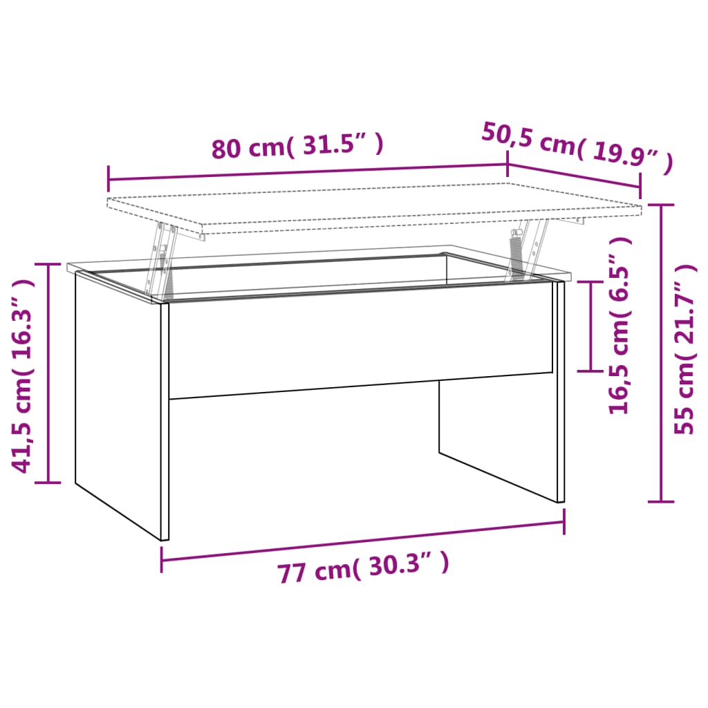 Coffee Table Black 31.5"x19.9"x16.3" Engineered Wood