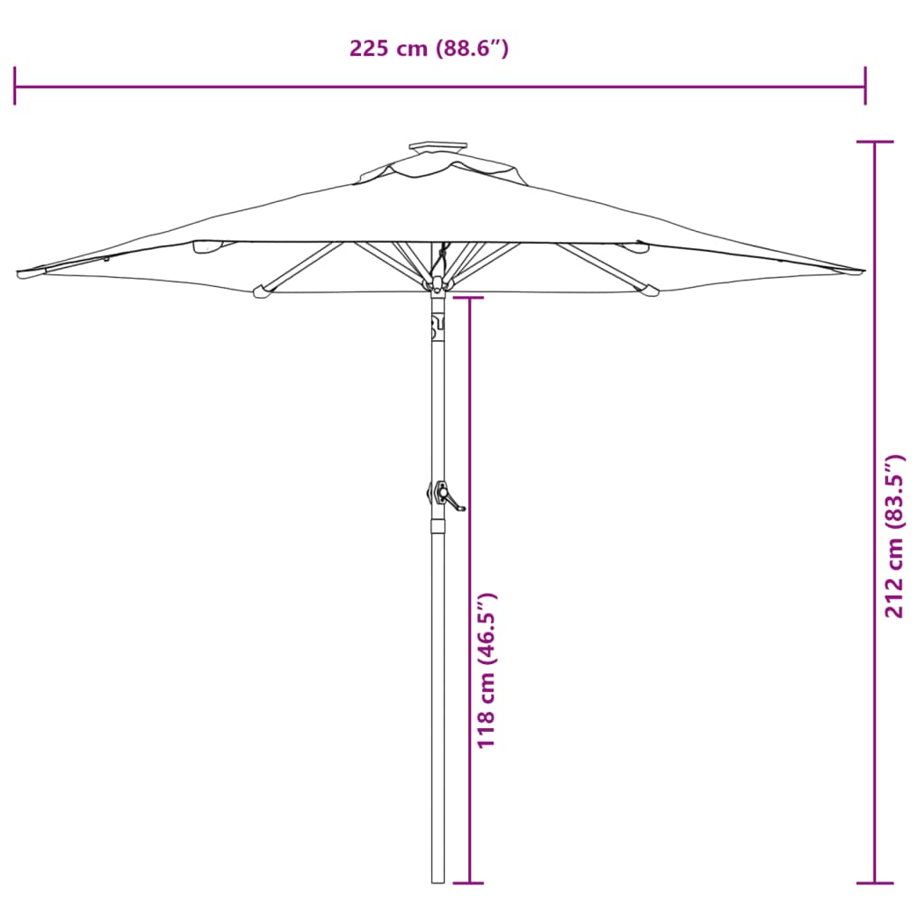 Garden Parasol with Steel Pole White 88.6"x88.6"x83.5"