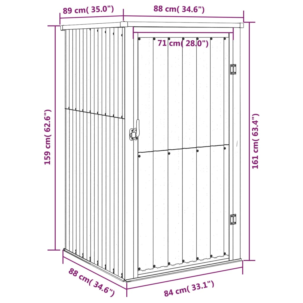 Garden Tool Shed Anthracite 34.6"x35"x63.4" Galvanized Steel