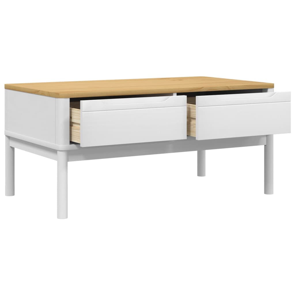 Coffee Table FLORO White 39"x21.9"x17.7" Solid Pine Wood