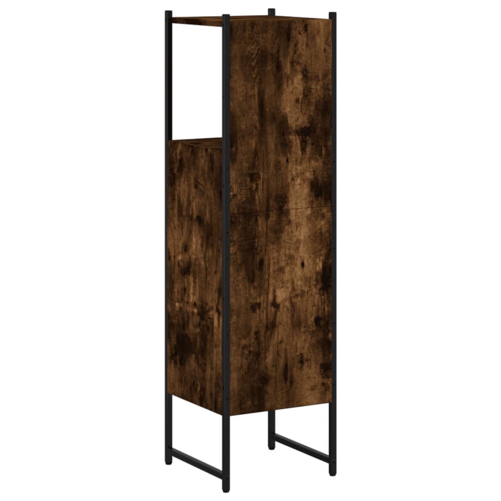 Bathroom Cabinet Smoked Oak 13"x13"x47.4" Engineered Wood