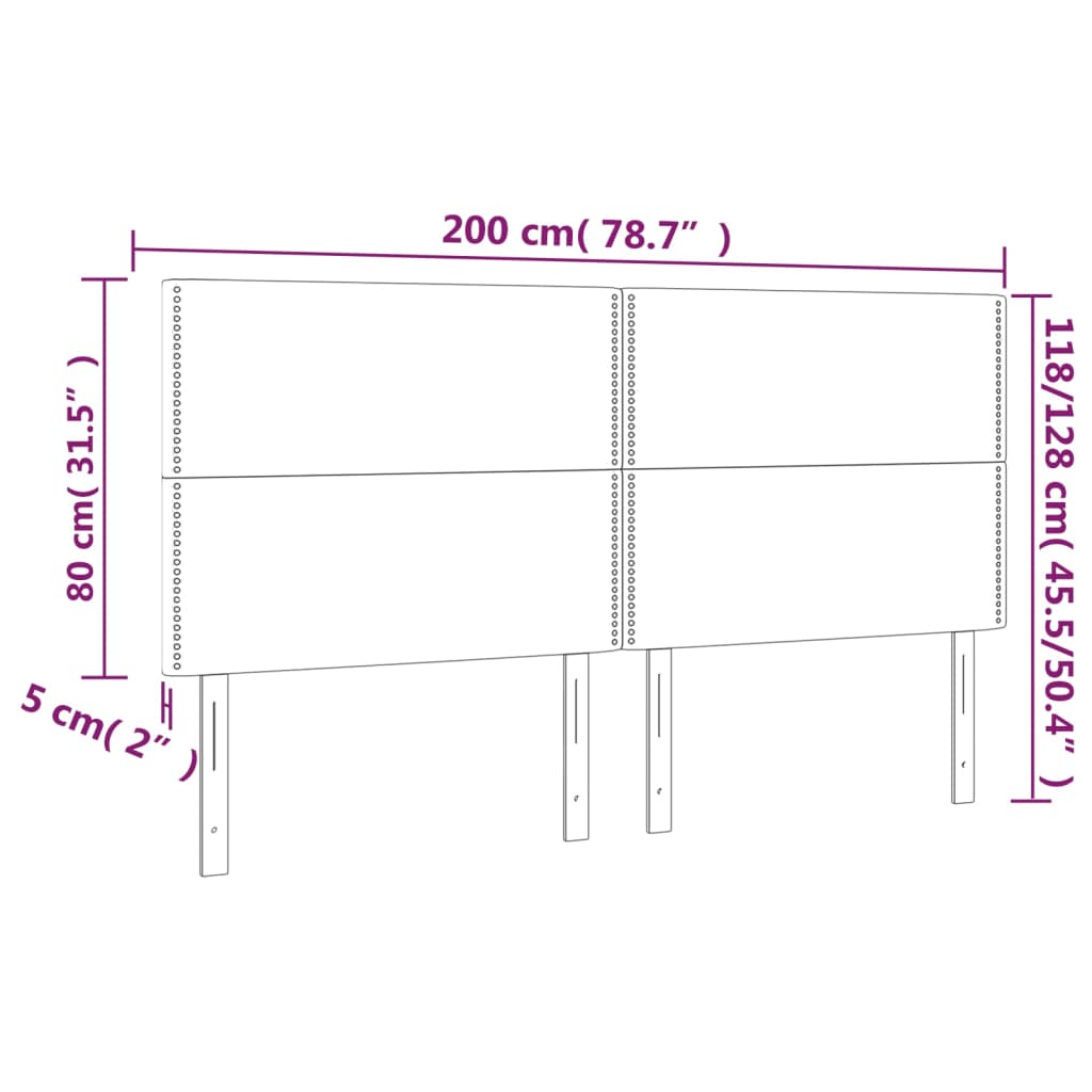 Headboards 4 pcs Light Gray 39.4"x2"x30.7"/34.6" Velvet