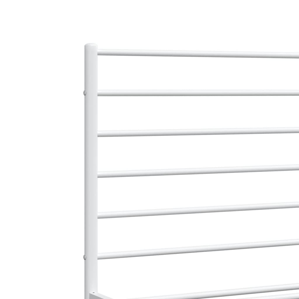 Metal Bed Frame without Mattress with Footboard White 72"x83.9"