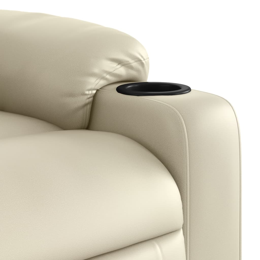 Electric Massage Recliner Chair Cream Faux Leather