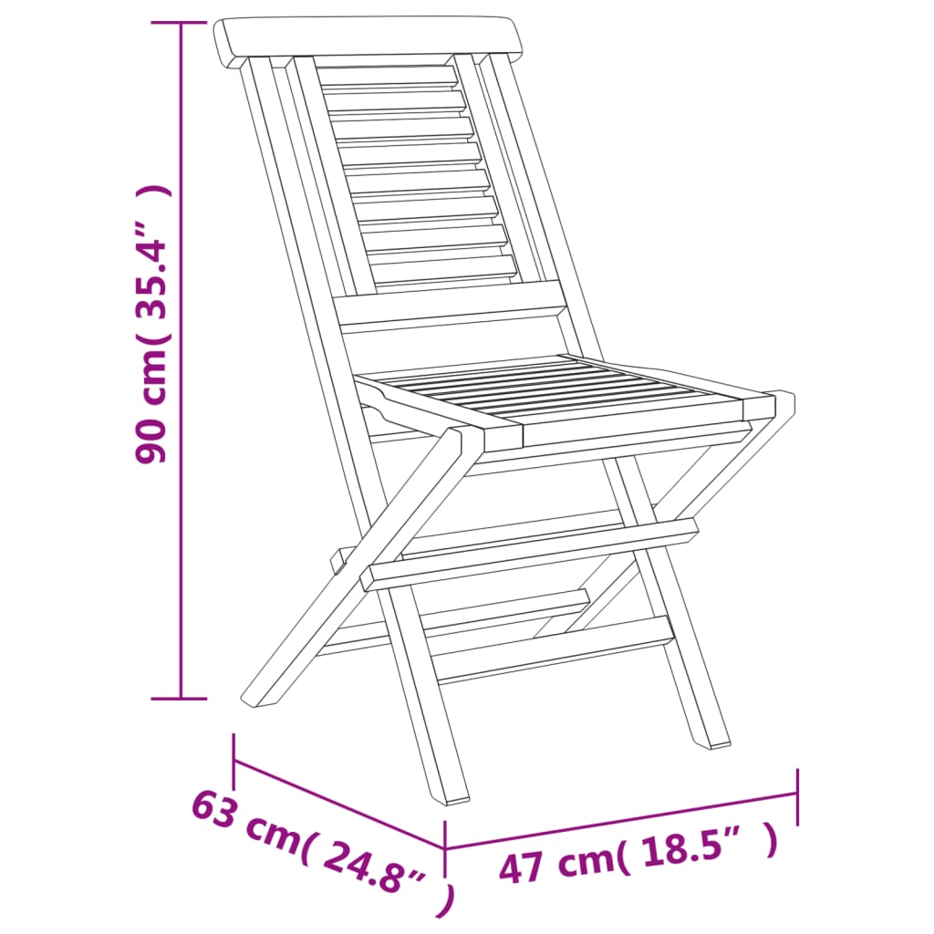 Folding Patio Chairs 2 pcs 18.5"x24.8"x35.4" Solid Wood Teak