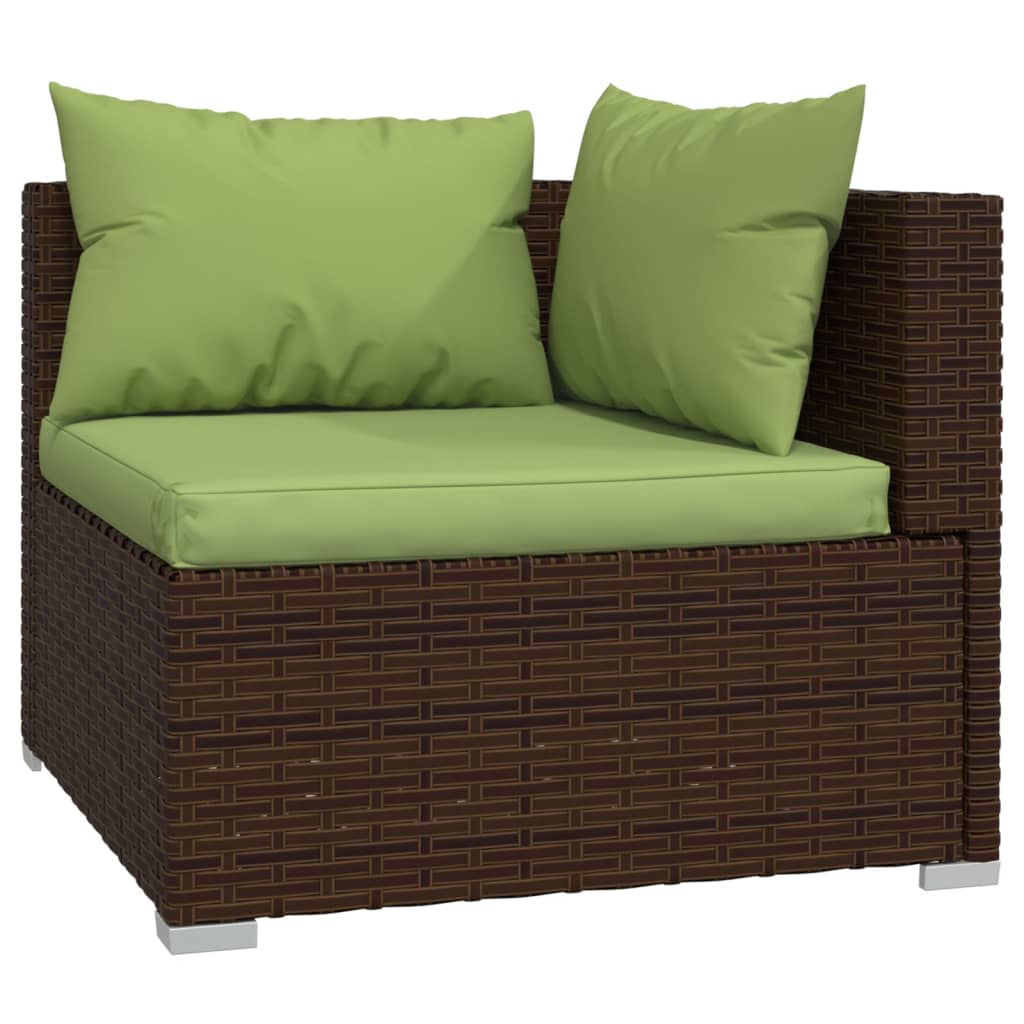 Patio Loveseat with Cushions Brown Poly Rattan