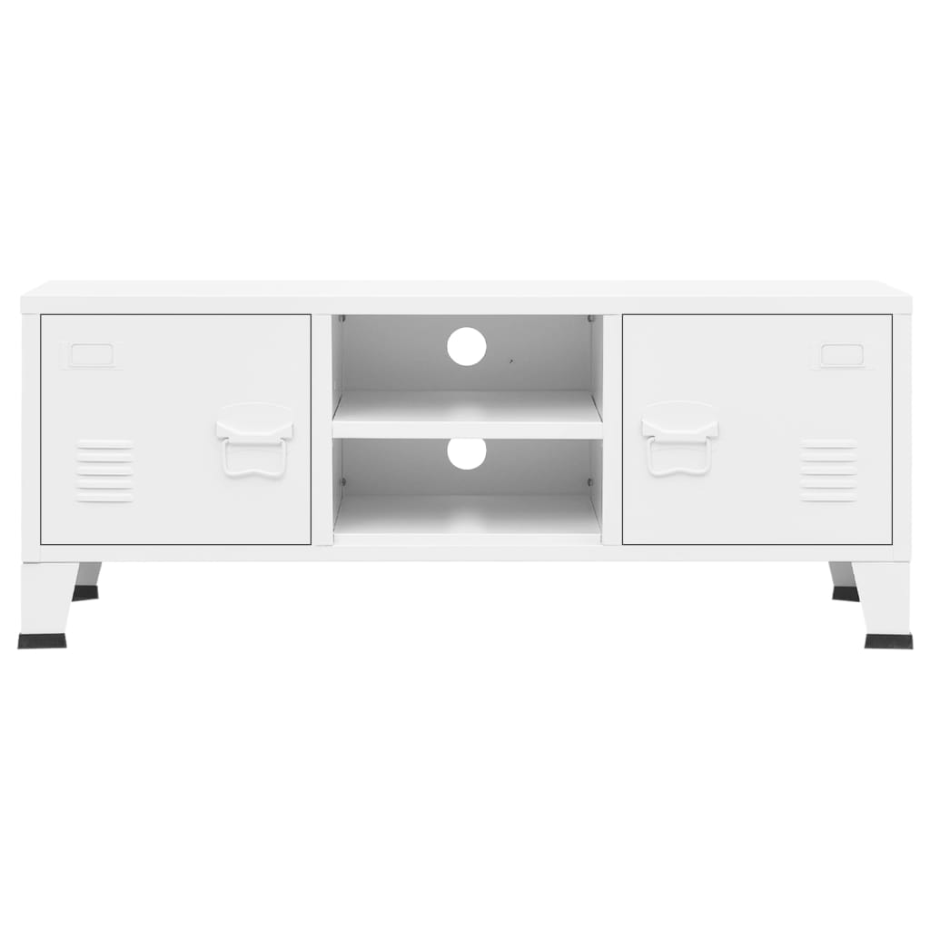 Industrial TV Stand White 41.3"x13.8"x16.5" Metal