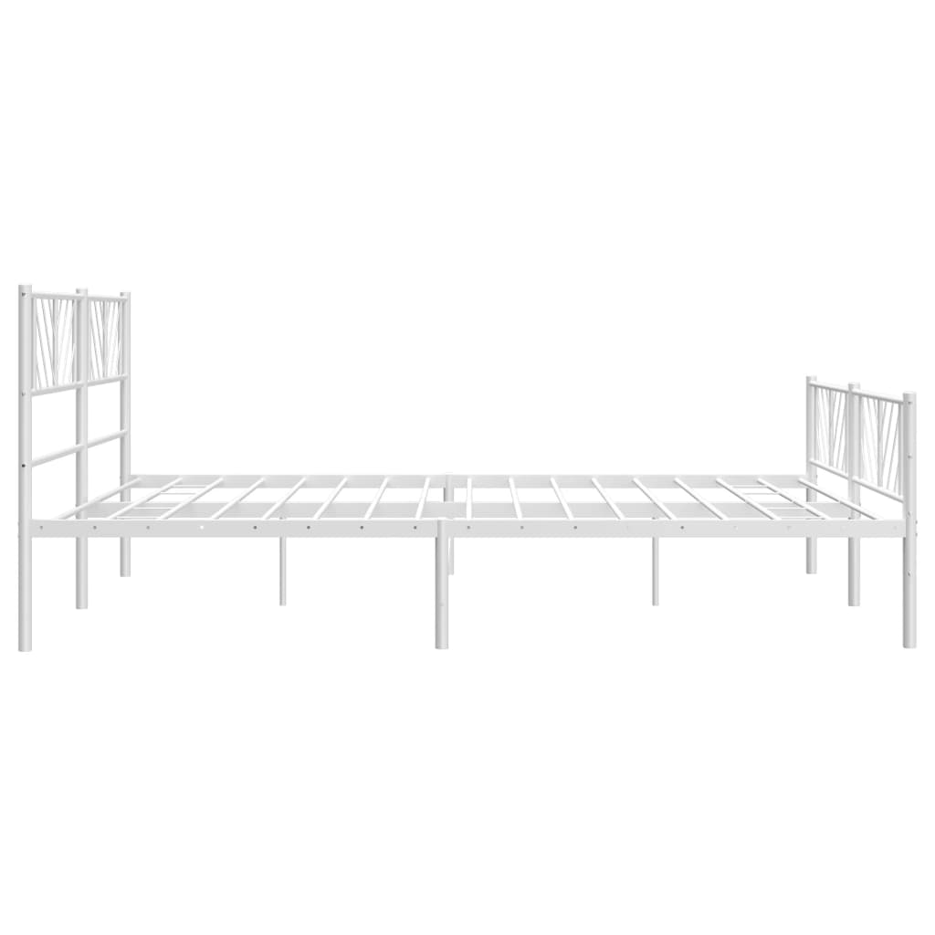 Metal Bed Frame without Mattress with Footboard White 76"x79.9"