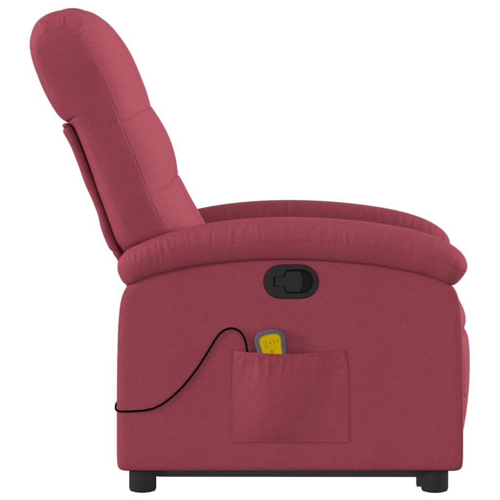 Stand up Massage Recliner Chair Wine Red Fabric