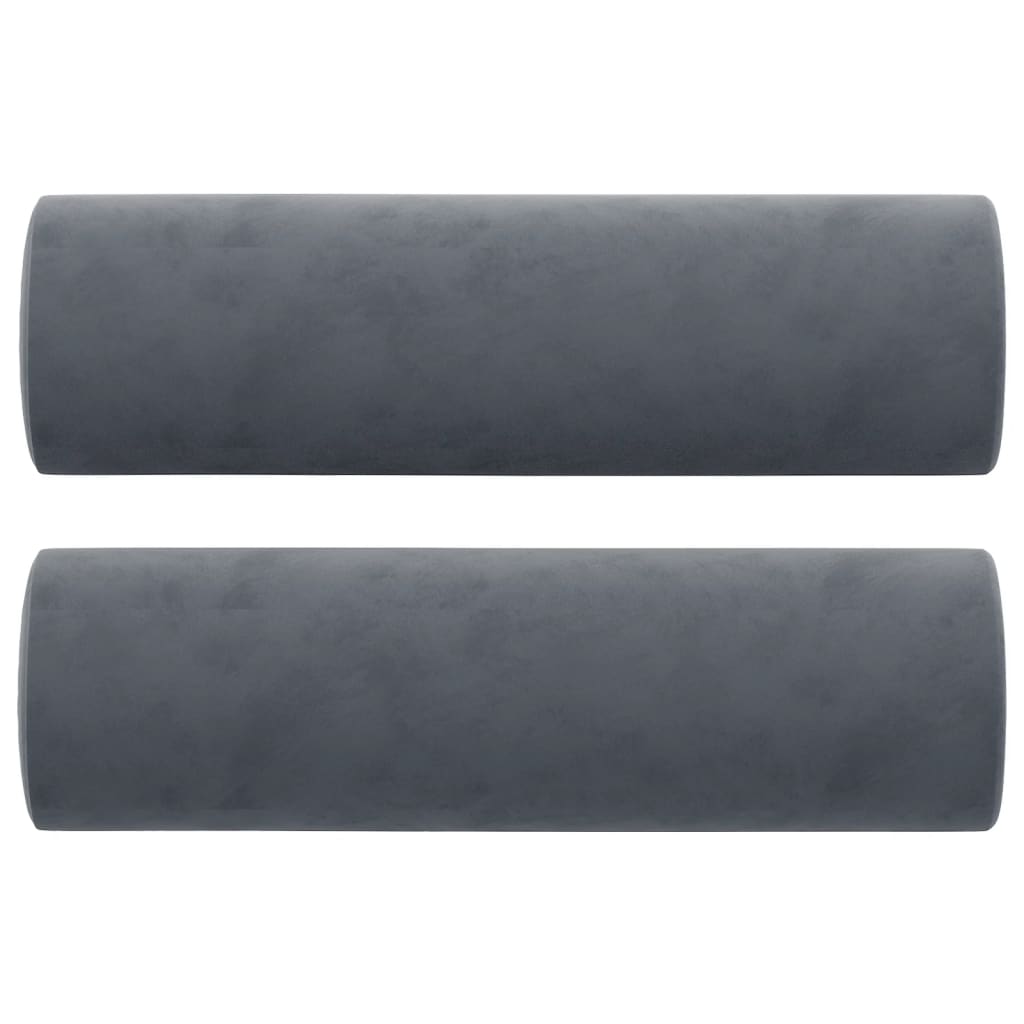 2-Seater Sofa with Throw Pillows Dark Gray 55.1" Velvet