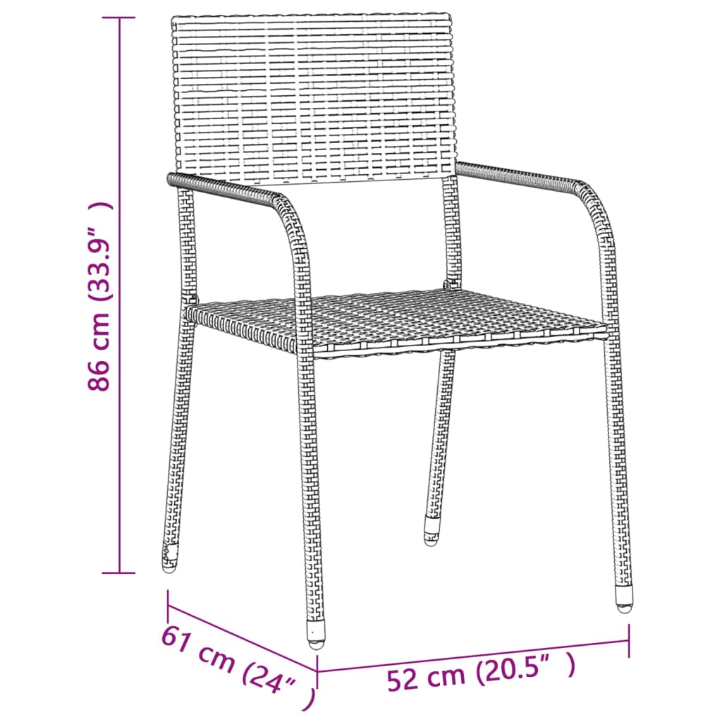 5 Piece Patio Dining Set Poly Rattan Black