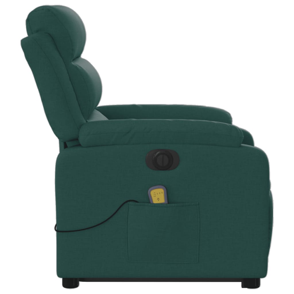 Electric Stand up Massage Recliner Chair Dark Green Fabric