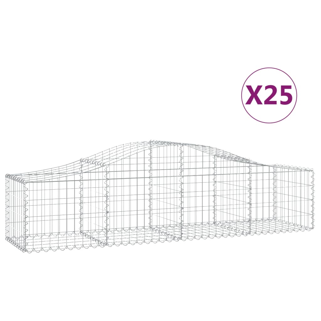 Arched Gabion Baskets 25 pcs 78.7"x19.7"x15.7"/23.6" Galvanized Iron