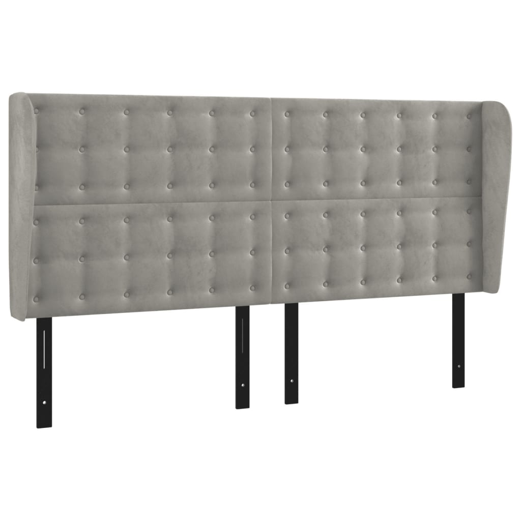 Headboard with Ears Light Gray 64.2"x9.1"x46.5"/50.4" Velvet