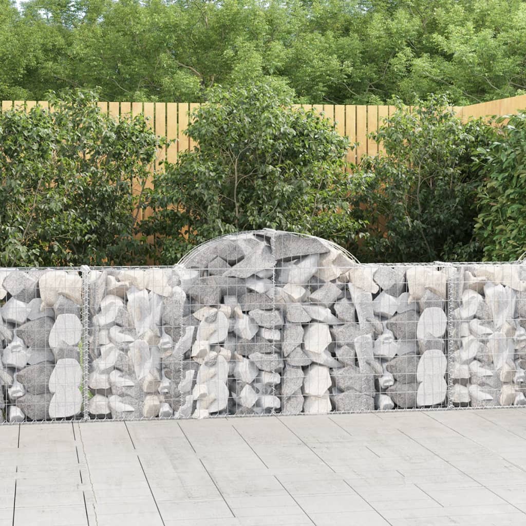 Arched Gabion Baskets 9 pcs 78.7"x11.8"x31.5"/39.4" Galvanized Iron