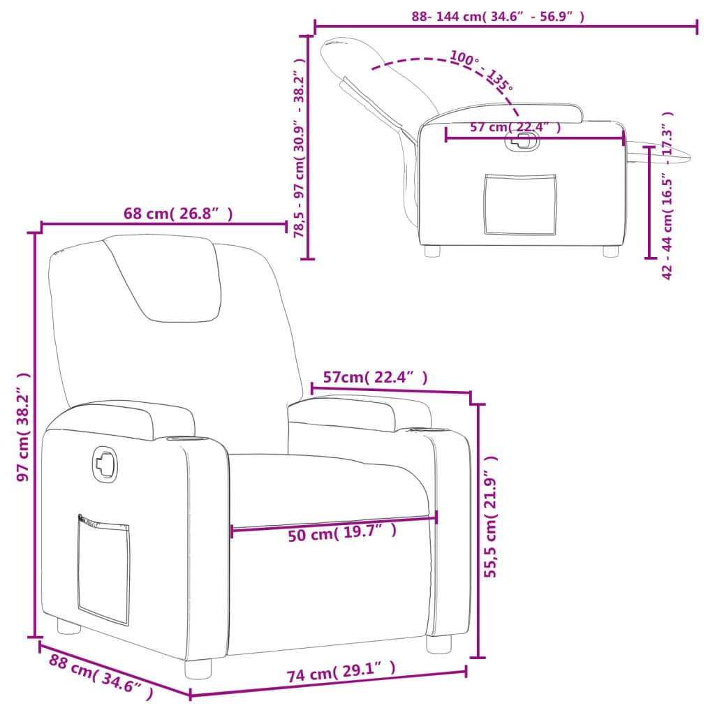 Recliner Chair Cream Faux Leather