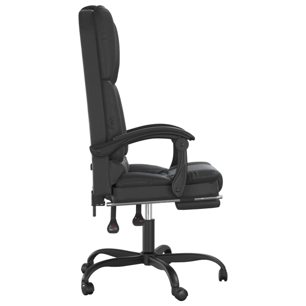 Massage Reclining Office Chair Black Faux Leather