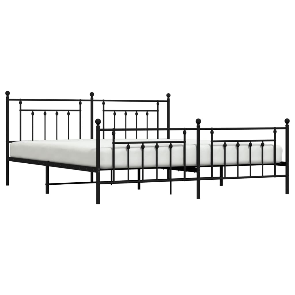 Metal Bed Frame without Mattress with Footboard Black 76"x79.9"