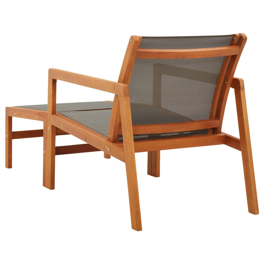 Patio Chair with Footrest Solid Eucalyptus Wood&Textilene