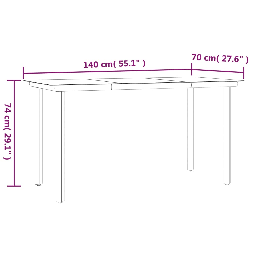 7 Piece Patio Dining Set Poly Rattan and Steel