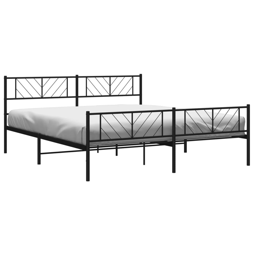 Metal Bed Frame without Mattress with Footboard Black 72"x83.9"