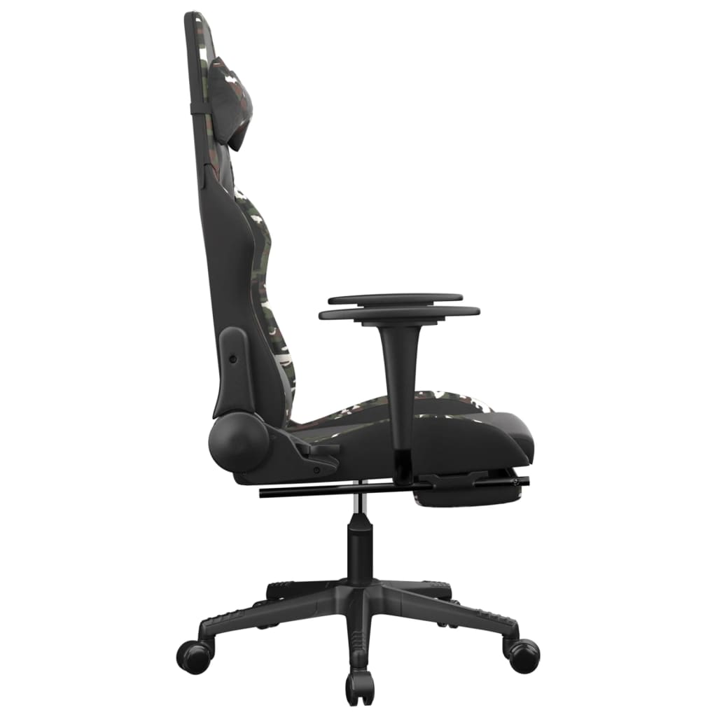 Gaming Chair with Footrest Black and Camouflage Faux Leather