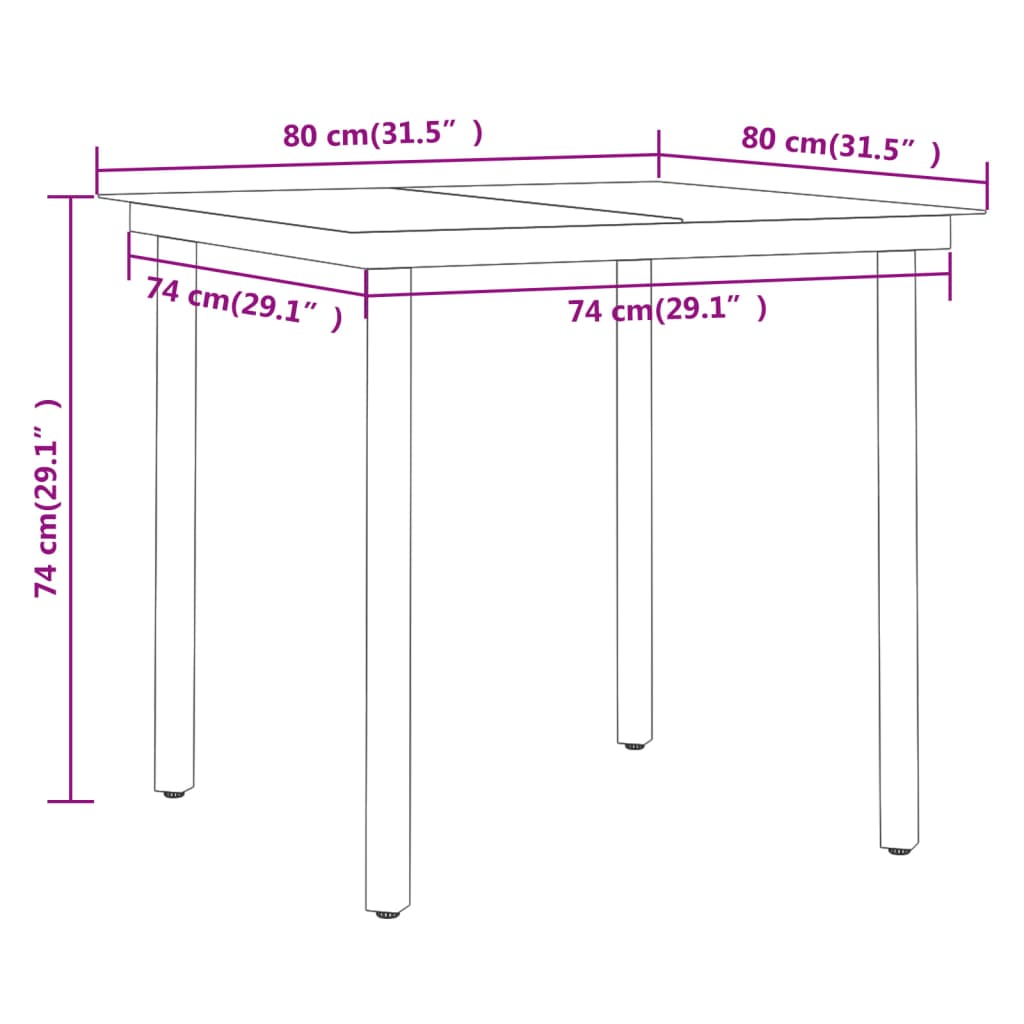 3 Piece Patio Dining Set Black