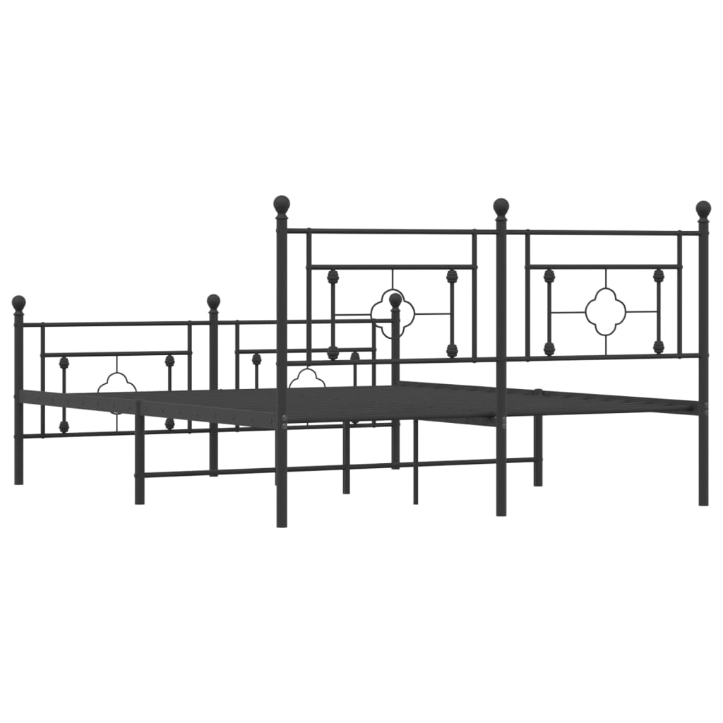 Metal Bed Frame without Mattress with Footboard Black 59.1"x78.7"