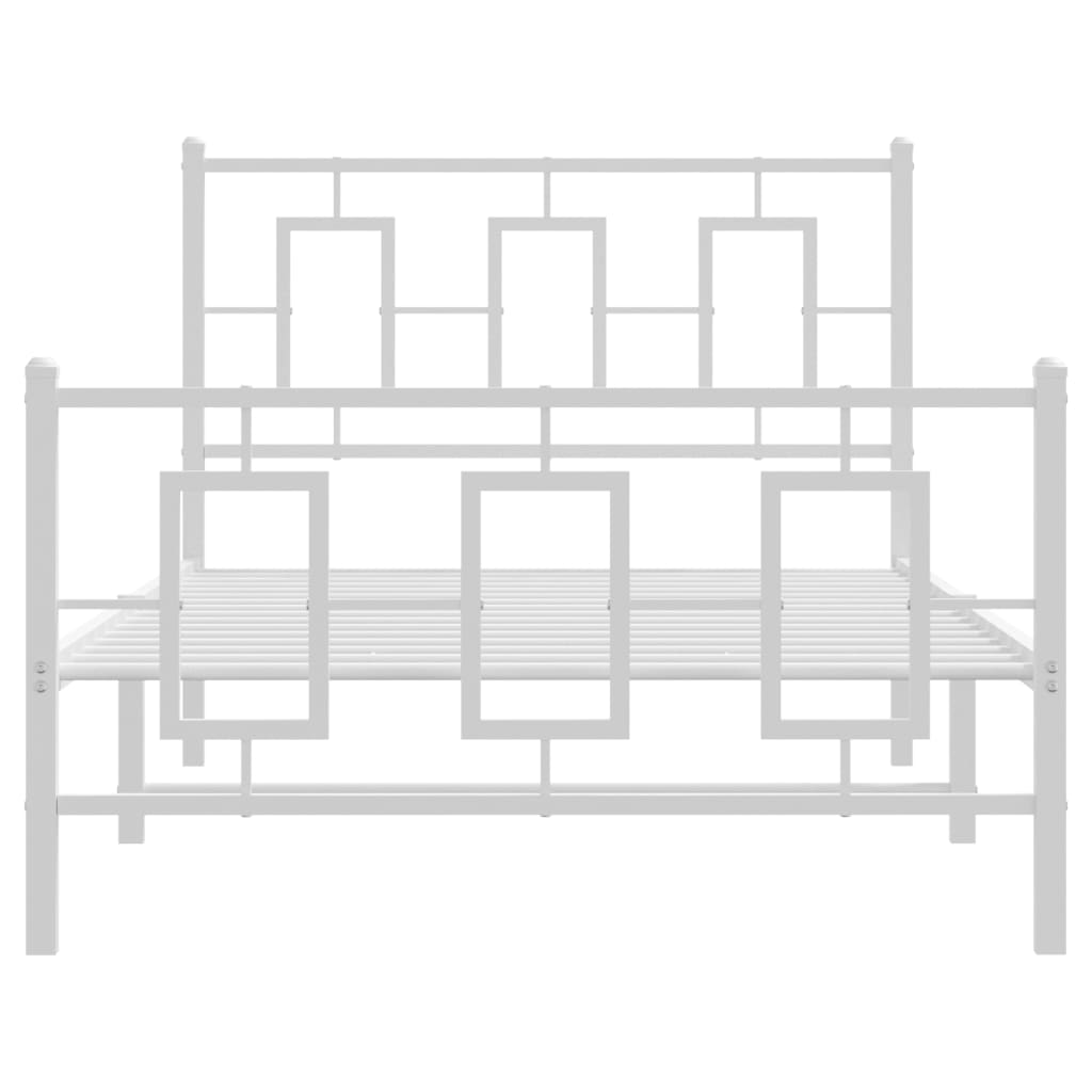 Metal Bed Frame without Mattress with Footboard White 39.4"x78.7"