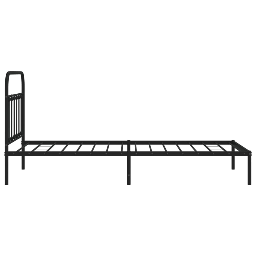 Metal Bed Frame without Mattress with Headboard Black 39.4"x78.7"