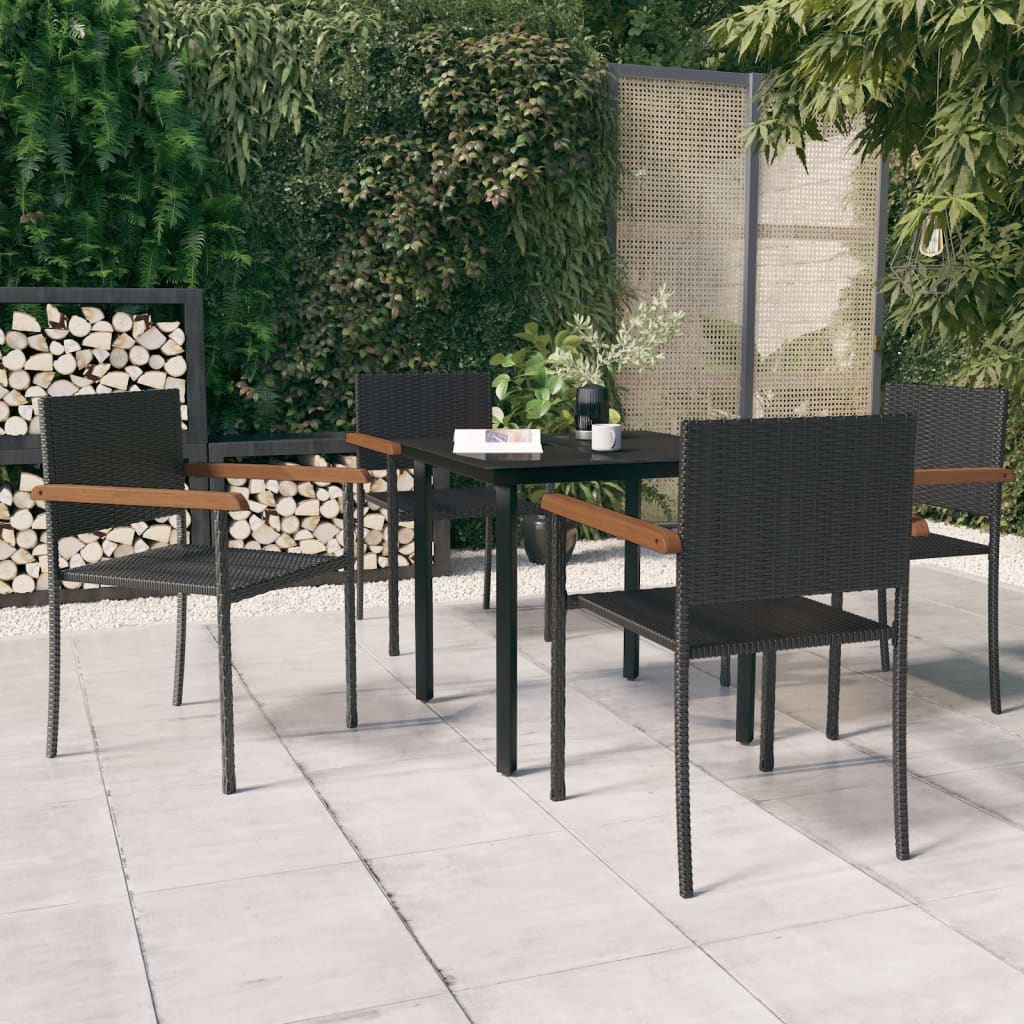 5 Piece Patio Dining Set Black