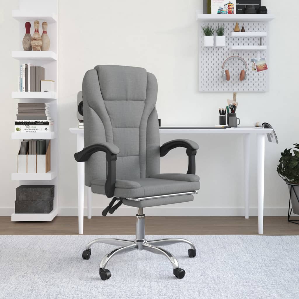 Reclining Office Chair Dark Gray Fabric