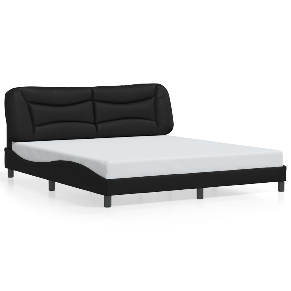 Bed Frame with Headboard Black 72"x83.9" California King Faux Leather