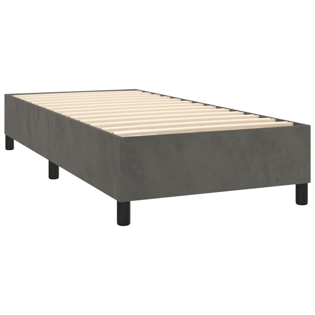 Box Spring Bed with Mattress Dark Gray 39.4"x79.9" Twin XL Velvet