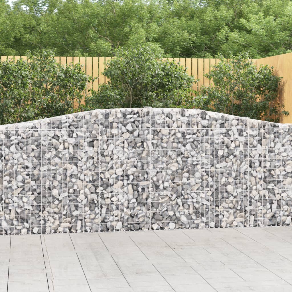 Arched Gabion Baskets 15 pcs 157.5"x11.8"x39.4"/47.2" Galvanized Iron