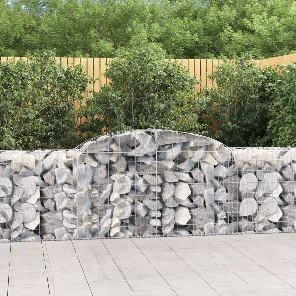 Arched Gabion Baskets 15 pcs 118.1"x19.7"x31.5"/39.4" Galvanized Iron