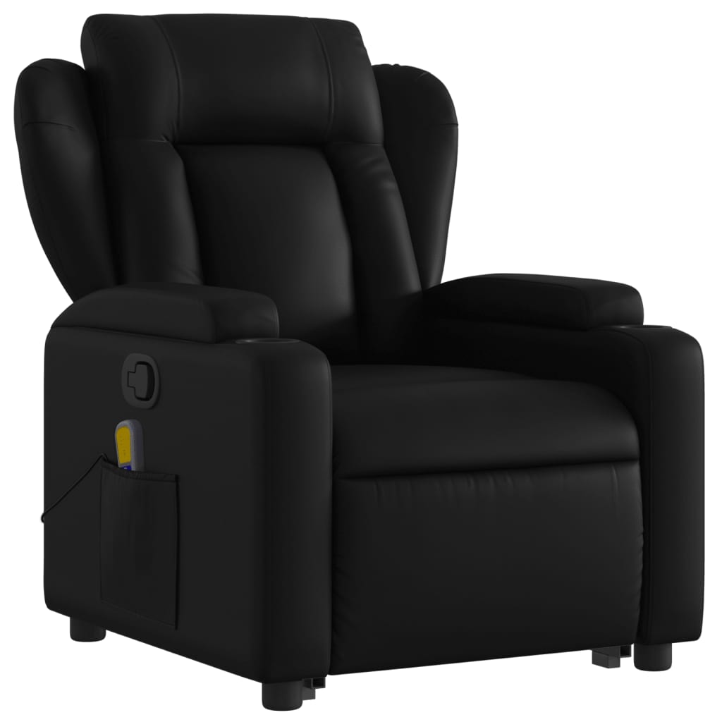 Stand up Massage Recliner Chair Black Faux Leather