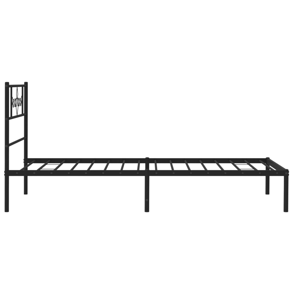 Metal Bed Frame without Mattress with Headboard Black 39.4"x74.8"