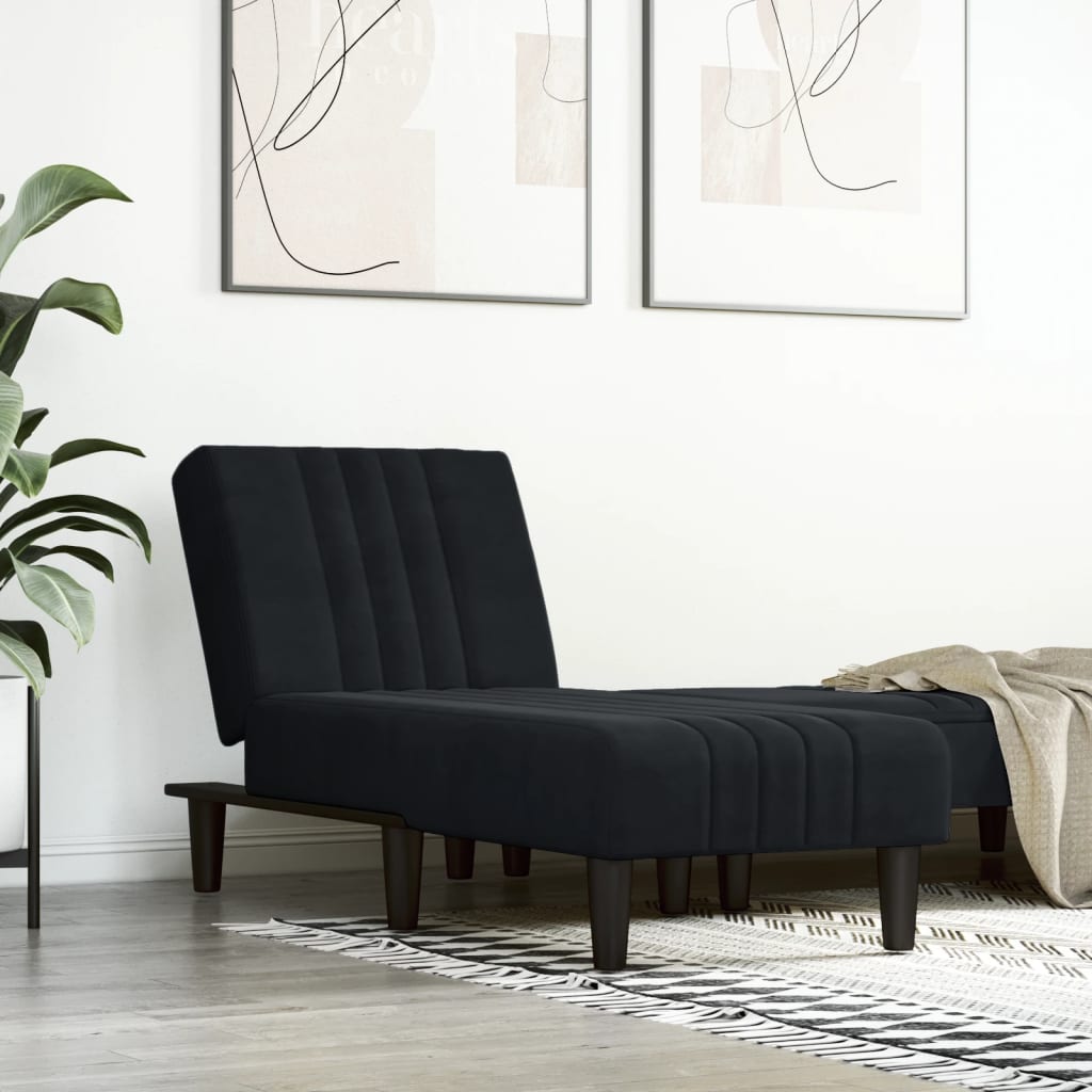 Chaise Longue Black Velvet