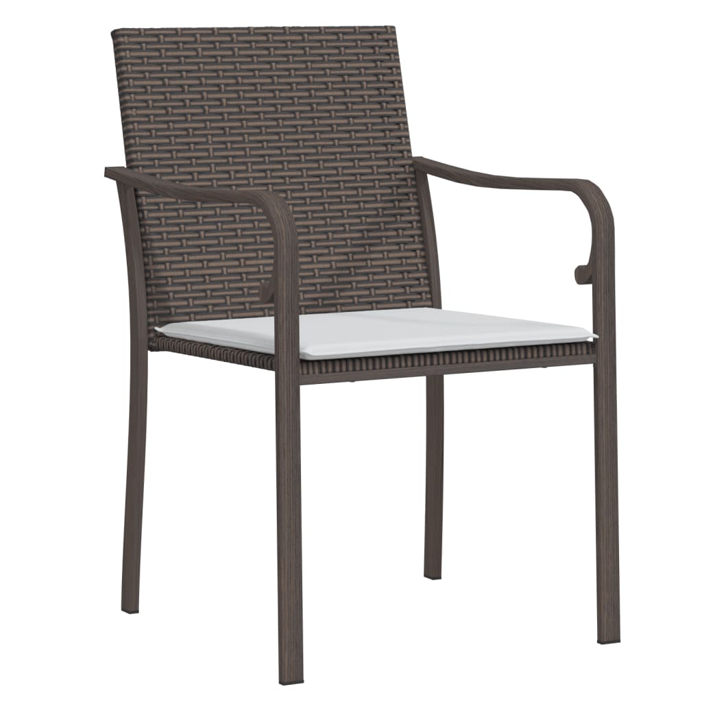 Patio Chairs with Cushions 6 pcs Brown 22"x23.2"x33.1" Poly Rattan