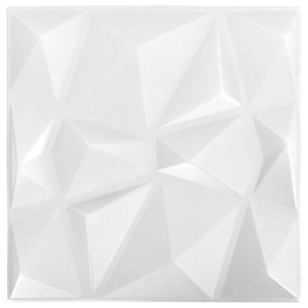 3D Wall Panels 48 pcs 19.7"x19.7" Diamond White 129.2 ft��