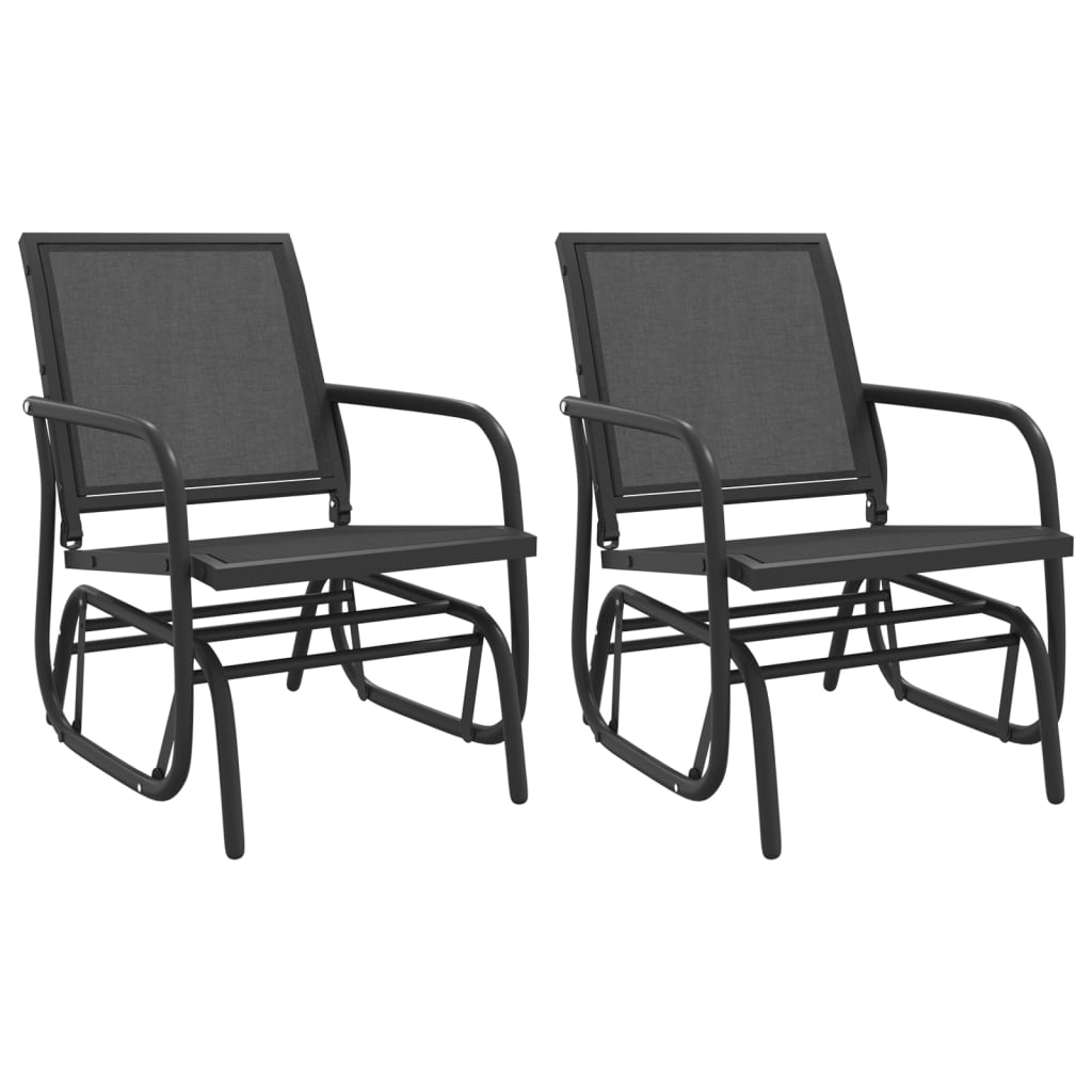 Garden Glider Chairs 2 pcs Black 24"x29.9"x34.3" Textilene&Steel