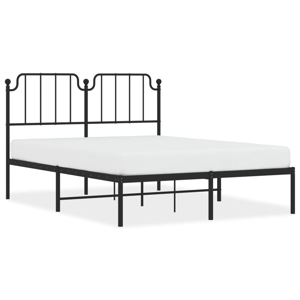 Metal Bed Frame without Mattress with Headboard Black 59.1"x78.7"