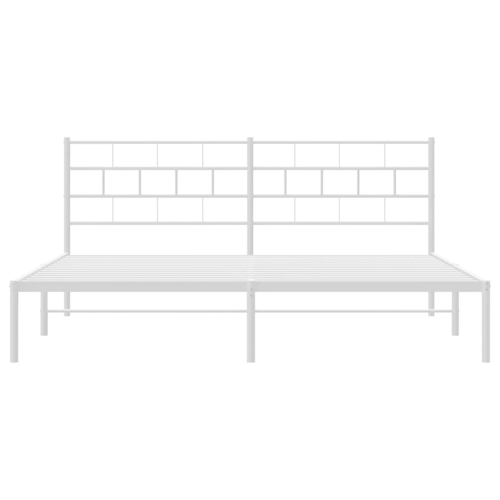 Metal Bed Frame without Mattress with Headboard White 76"x79.9"