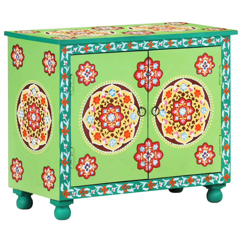 Hand Painted Sideboard Multicolor 27.6"x13.8"x23.6" Solid Mango Wood