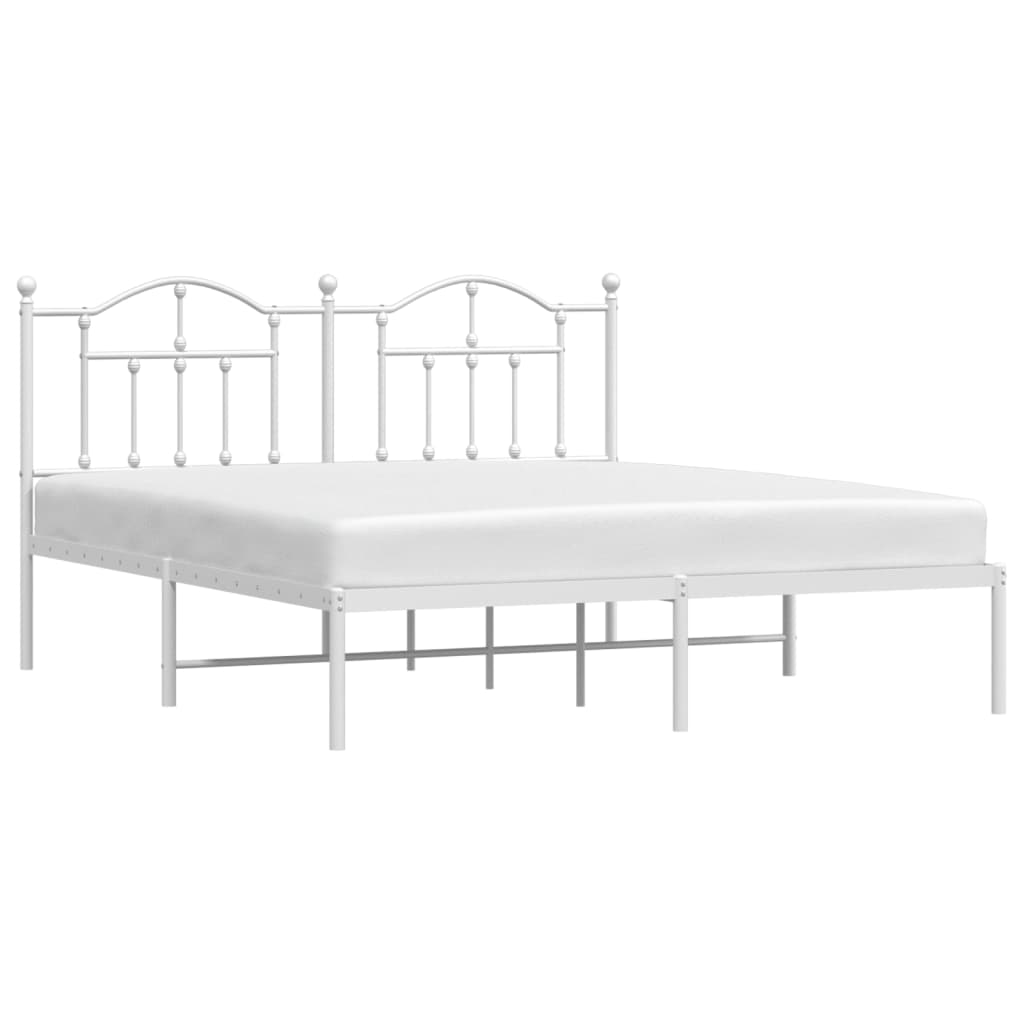 Metal Bed Frame without Mattress with Headboard White 72"x83.9"