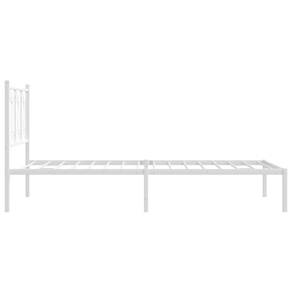 Metal Bed Frame without Mattress with Headboard White 39.4"x78.7"