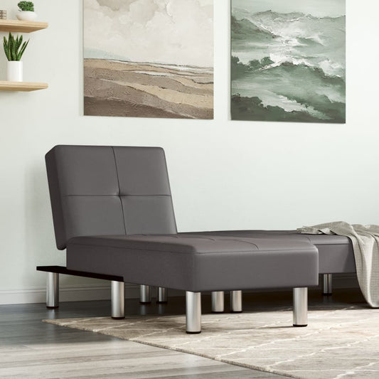 Chaise Longue Gray Faux Leather