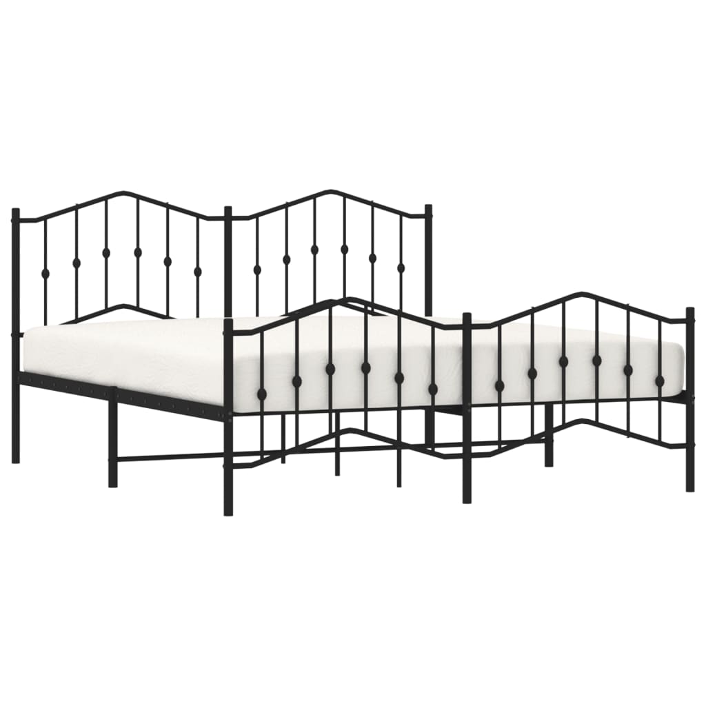 Metal Bed Frame without Mattress with Footboard Black 72"x83.9"