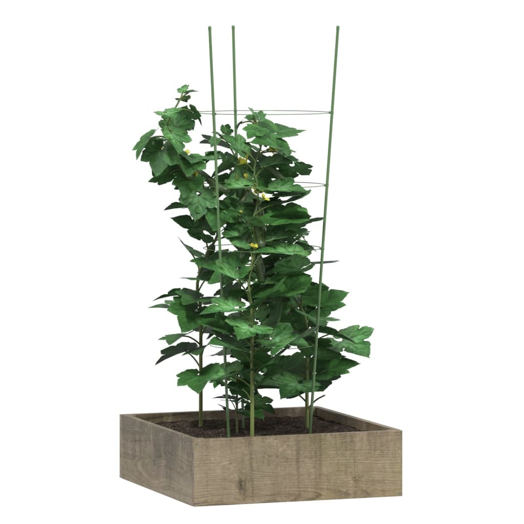 Garden Plant Supports with 4 Rings 5 pcs Green 35.4" Steel